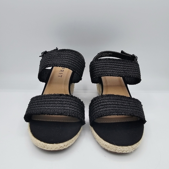 ESPRIT Black Wedge Sandals NWOT - Picture 4 of 13